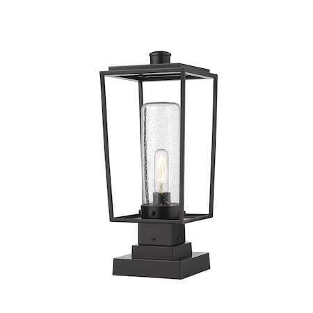 Z-Lite Sheridan 1 Light Outdoor Pier Mounted Fixture, Black And Seedy 594PHMS-SQPM-BK